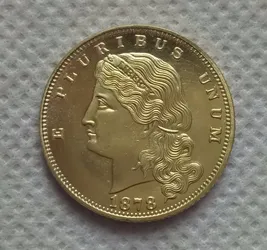 US 1878 $5 Barber Flowing Hair Golden Coin / Token.