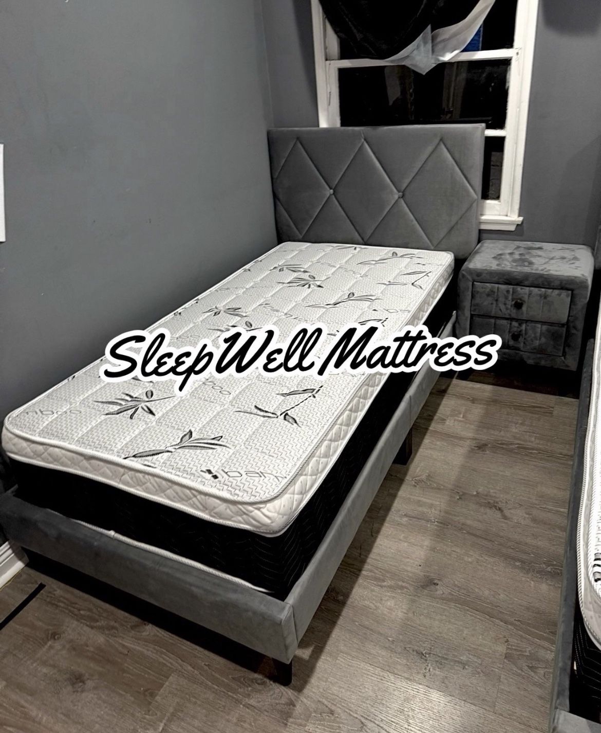 Twin Size Bed Frame With Pillow Top Mattress Included 