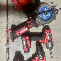 Bauer Set Hammer Drill- Impact Drill- 4 1/2” Circular saw w/ charger