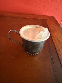 Vintage Leonard Silverplated Baby Sippy Cup With Lid Patina Made in Hong Kong