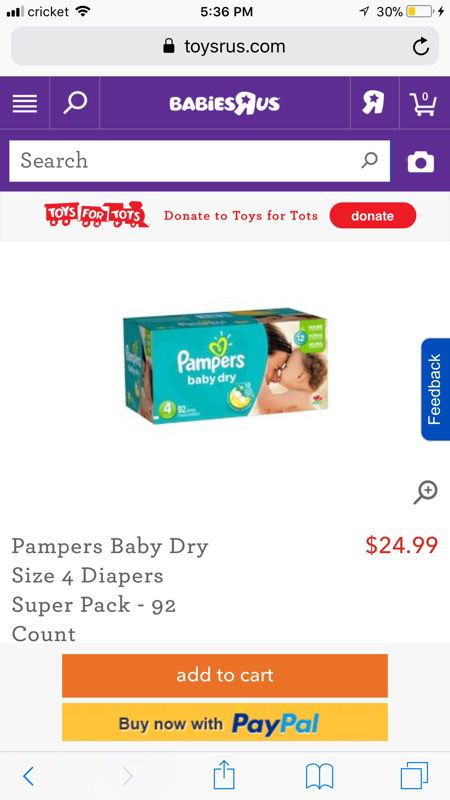 Pamper baby dry size 4-92 count
