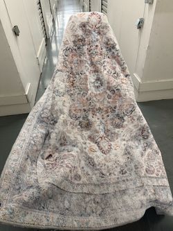 Beautiful Vintage-Style Floral Area Rug – Cream, Blue & Rust