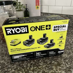 Ryobi 18v One+ Battery Kit With Charger 