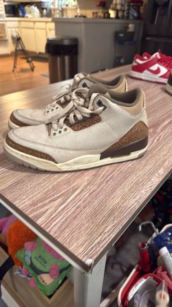 Jordan Air Jordan 3 Beige Brown Elephant Print Leather Mid Top Sneakers size 8