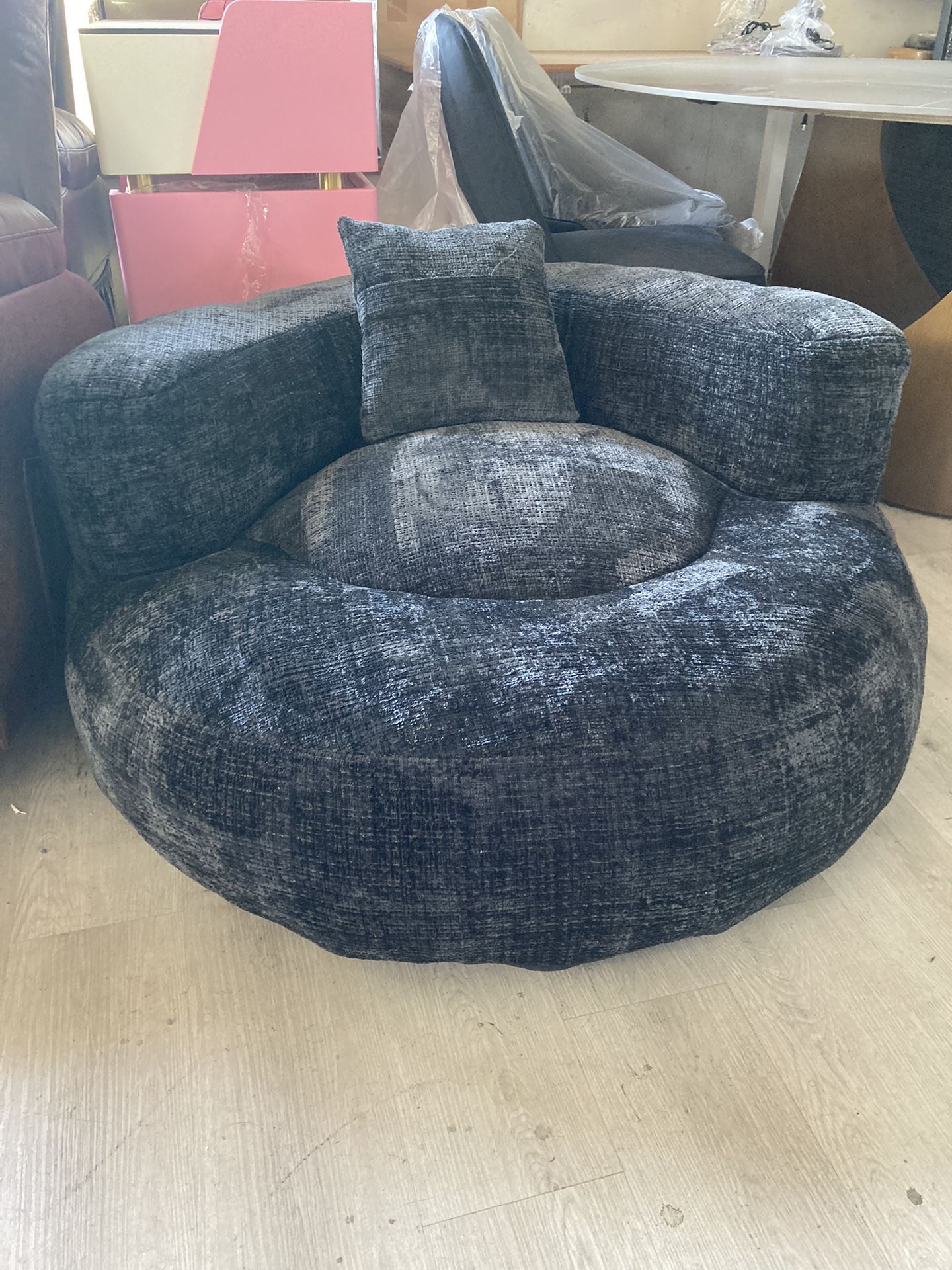 Giant Bean Bag Couch Chairs for Adults, Oversized Lazy Sofa with Memory Foam Soft Chenille Bean Bag Couch (Black)