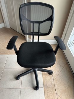 Black Rolling Desk Office Chair Adjustable Height