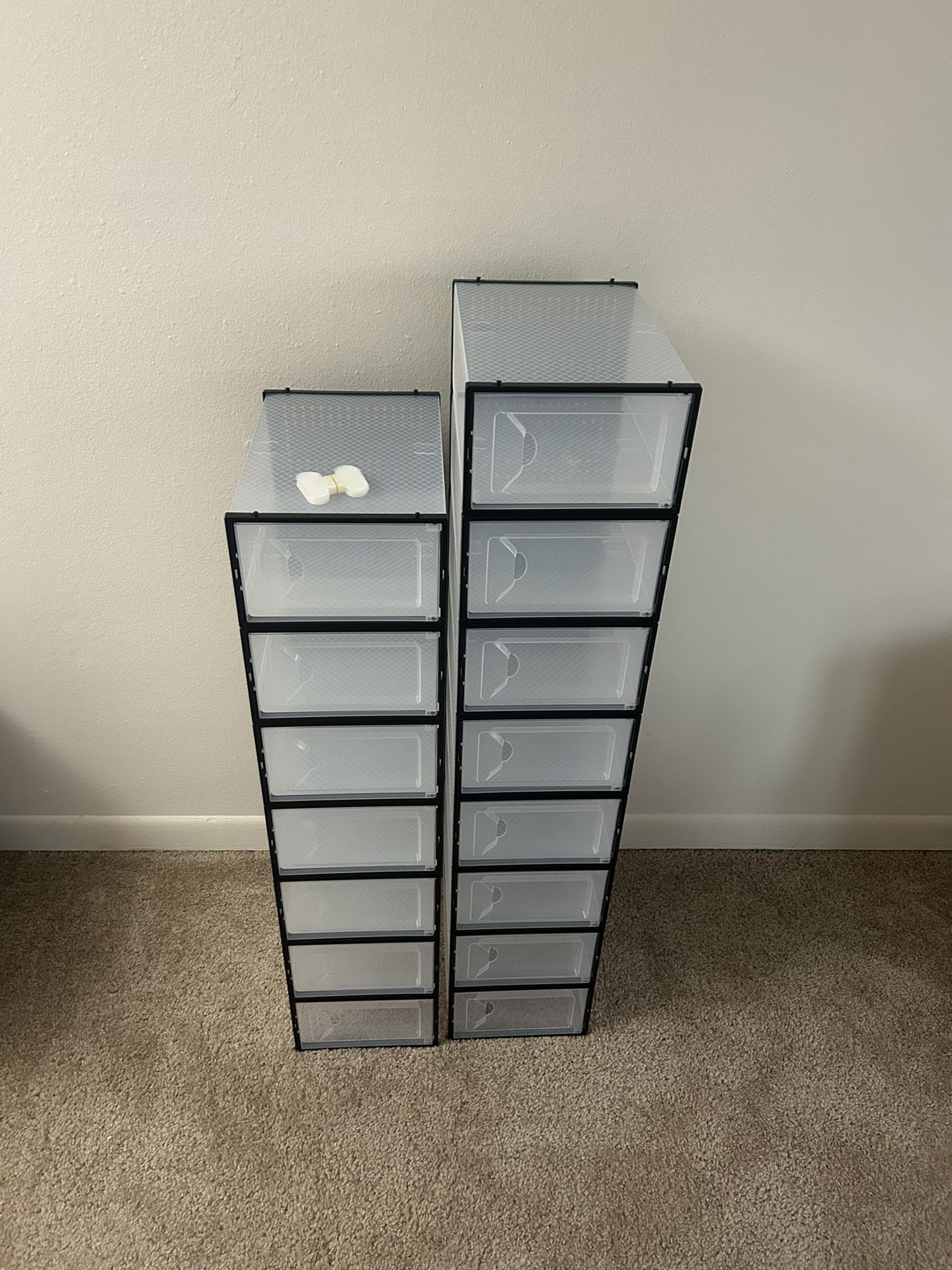 Shoe Storage Box, 15 Pack Clear Plastic Stackable Shoe Organizer