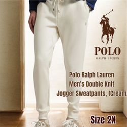 NWT Polo Ralph Lauren Men’s Double Knit Jogger Sweatpants, Size 2X (Cream) 