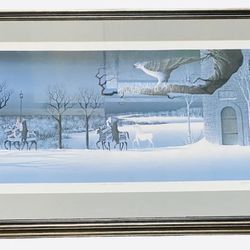 Eugene Ames Baker Print Unicorn In Winter 149/250 Signed Framed Medieval Vintage