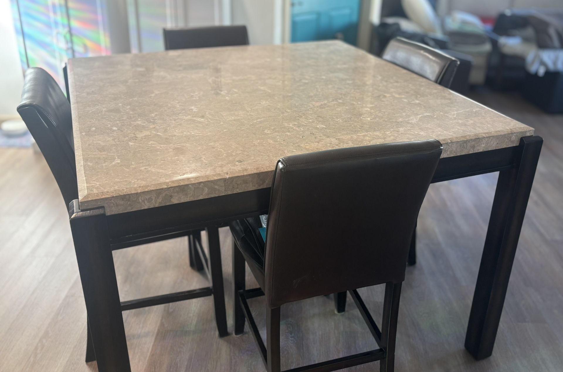 Counter Height Dining Table With 6 Chairs & Matching Buffet