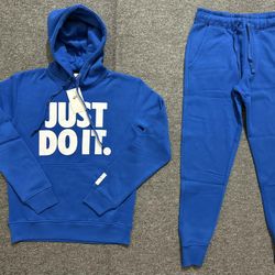 Small, Medium, Large, Xl Royal Blue/ White Nike Pullover Sweatsuit 