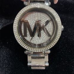 Ladies Michael Kors watch Silver Big MK rhinestones 