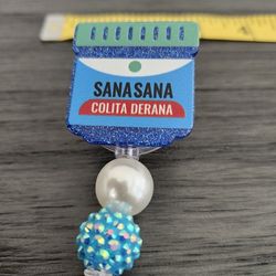Sana Sana Colita de Rana Badge Reel – Glitter Blue Nurse ID Holder – Retractable Badge Clip