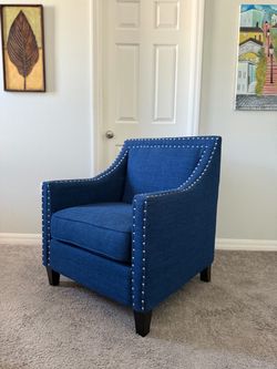Navy Blue Accent Chair with Nailhead Trim