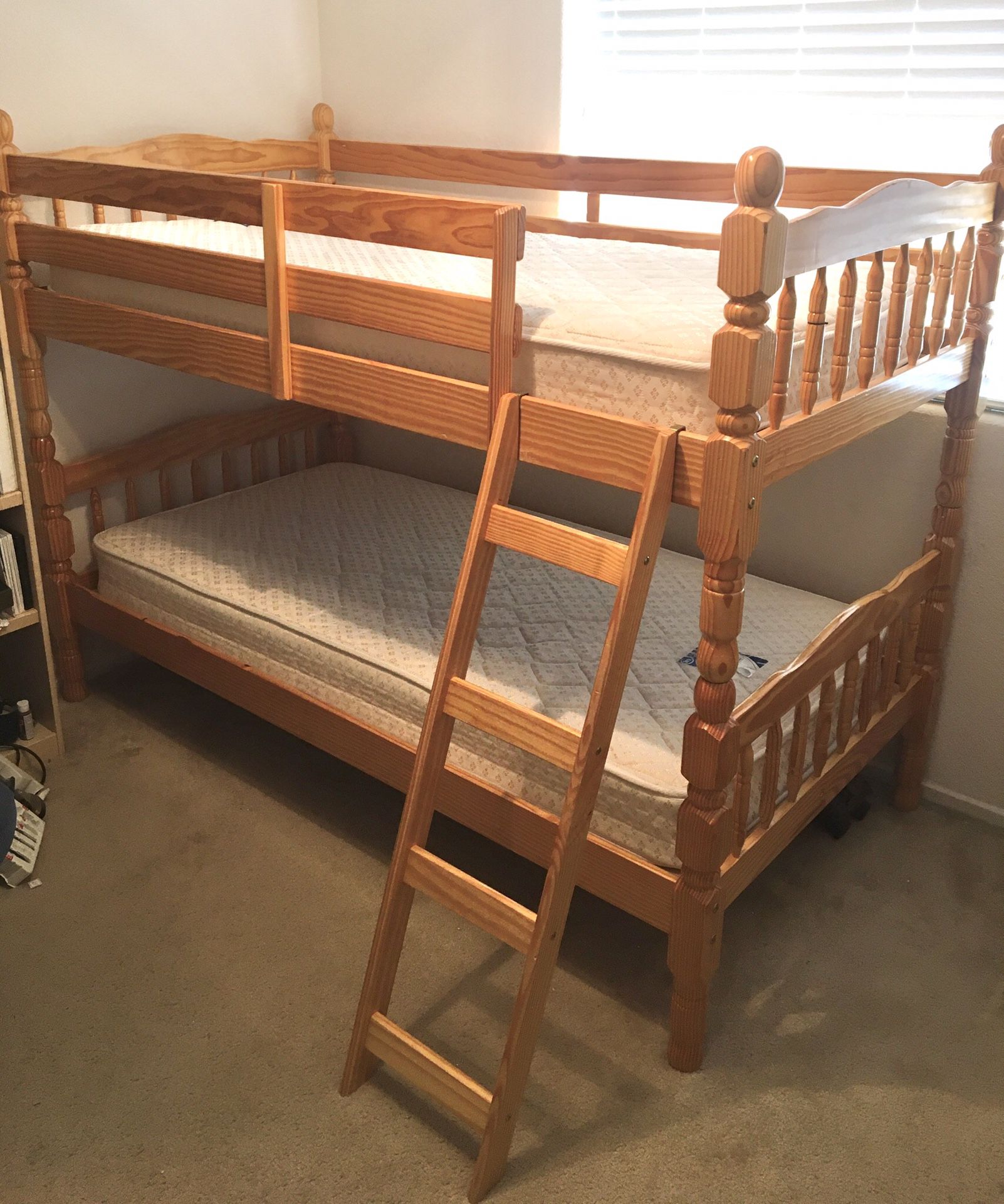 Wooden Bunk Bed Twin on Twin w/Ladder