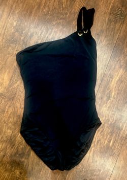 Spanx One Piece Swimsuit 10 Black Bathing Suit One Shoulder Shape Wear Beach