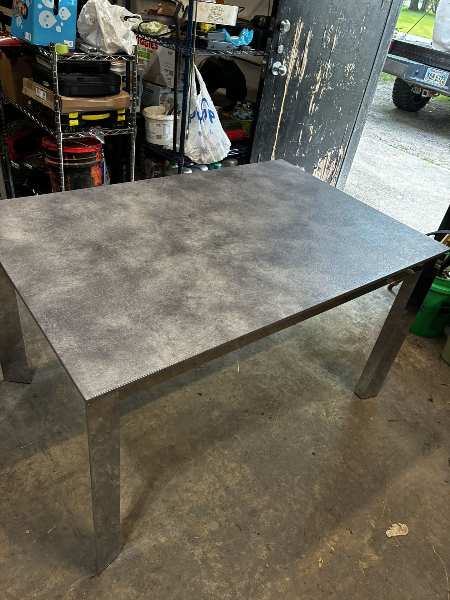 Bonaldo Designer Steel Table – Made in Italy – 4’3” x 33” – Modern Industrial Look 