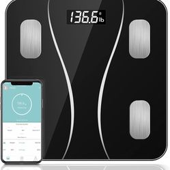 Bluetooth Body Fat Scale, Smart Wireless BMI Bathroom Weight Scale Body Composition Monitor Health Analyzer with Smartphone App for Body Weight, Fat, 