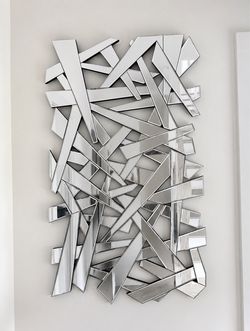 Large Modern Abstract Mirrored Wall Art / Decorative Wall Mirror – 50” x 32”