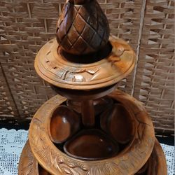 Vtg Hand Carved 3 Tier Lazy Susan With Pineapple On Top