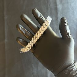 Moissanite Iced Out 4 Row Miami Cuban Bracelet Silver 15mm 7 In. Brand New VVS1