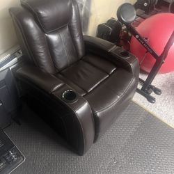 Electrical Leather Recliner Dark Brown 