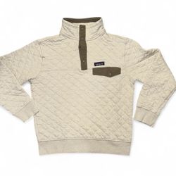 Patagonia Cotton Quilt Snap T Pullover women’s Organic Cotton Beige Green Missing third button but other than that  Excellent Condition  Size Small  S