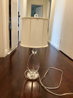Modern Crystal Glass Table Lamp with White Fabric Shade