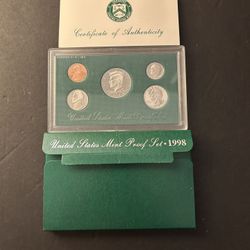 Coins – 1998S PROOF SET in original mint packaging – Total 5 coins $13