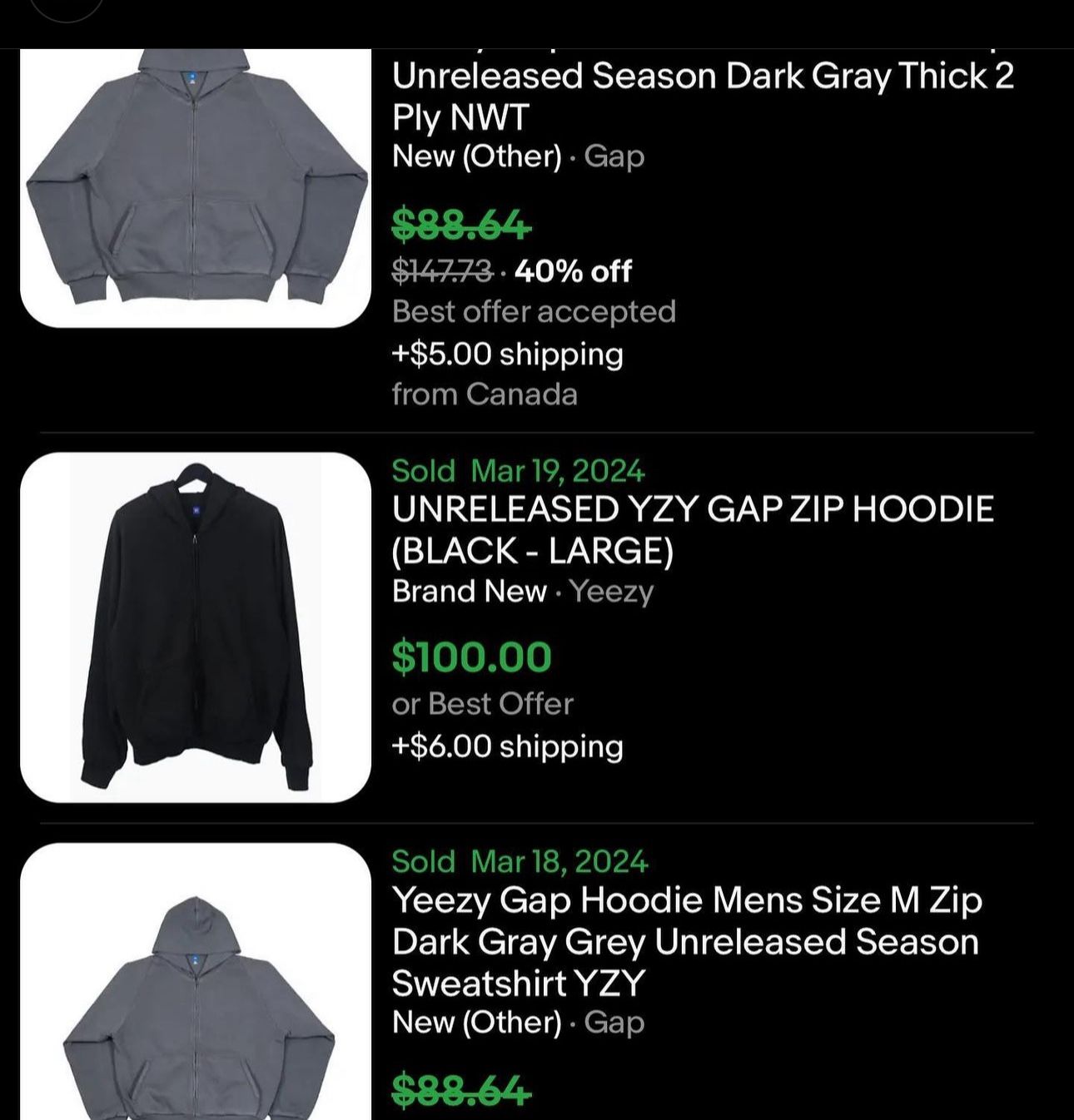 UNRELEASED Yzy x Gap Zip up Hoodies
