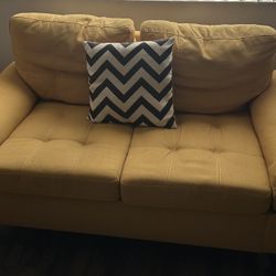 Modern Mustard Yellow Loveseat Sofa
