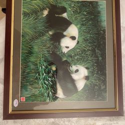 Original Hongbin Cotton Silk Art - Panda Al: 1’ 3”; W: 1’