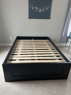 IKEA BRIMNES cama de tamaño completo con cajones en color negro in Charlotte, - OfferUp