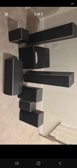 Home theatre : Subwoofer, Polk Audio Tower Speaker, Pioneer Speaker 
Total 7 speakers and 1 sub