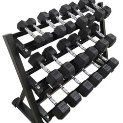 NEW DUMBBELL SET 5-50 WITH RACK 
