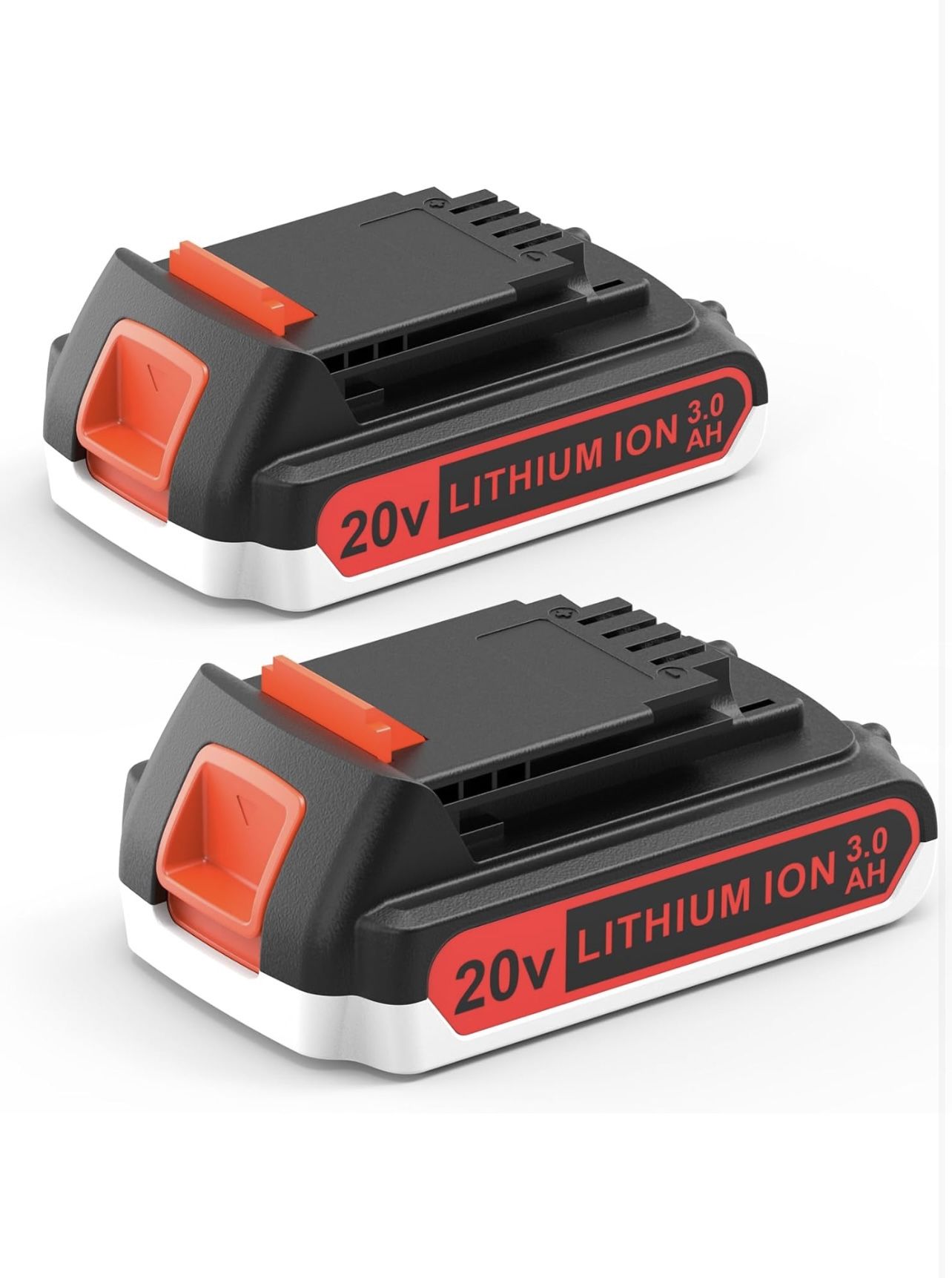 2 Pack Extended Capacity 3.0Ah 20v Battery Replacement for Black and Decker 20 V