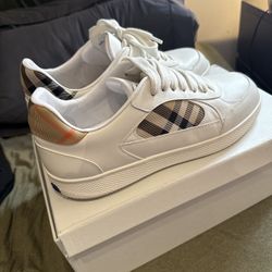 Burberry Leather And Check Sneakers