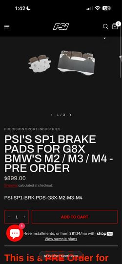 NEW PSI SP1 Brake Pads BMW G87 M2 G80 M3 G82/G83 M4 Front & Rear Set