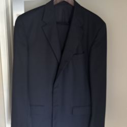 Oxxford Clothes Super 180’s Wool 2 Button Blue Suit Size 46 38x32 Plain Front