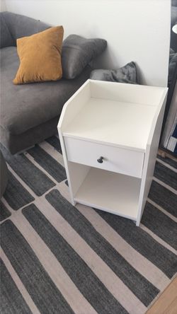 White Nightstand with Drawer and Shelf
