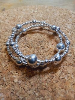 St.Silver 7"-? Stretched Beaded Bracelet