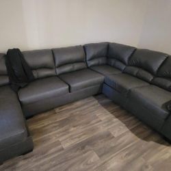 Sectional Couch, Can Separate, Real Leather, As New