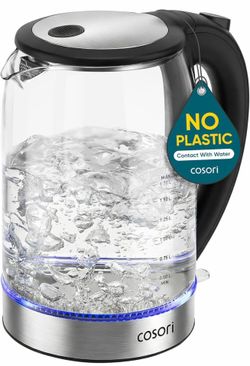Cosori Electric Kettle, No Plastic Contact With Water, Wide Mouth For Easy Cleaning, Auto Shut Off, 1.7L Tea Kettle & Hot Water Boiler, Water Heater &