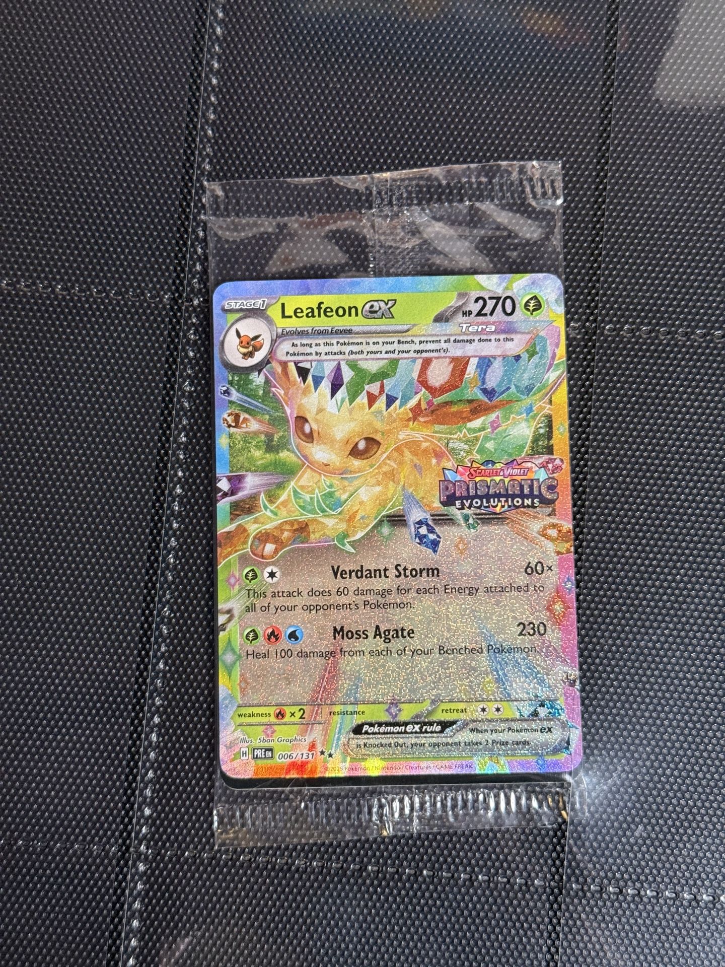 Leafeon ex 006/131 Stamped Prismatic Evolutions Surprise Box Promo Card