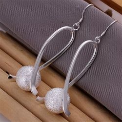 Silver tone fashion ball dangle earrings(Pick Up Only)