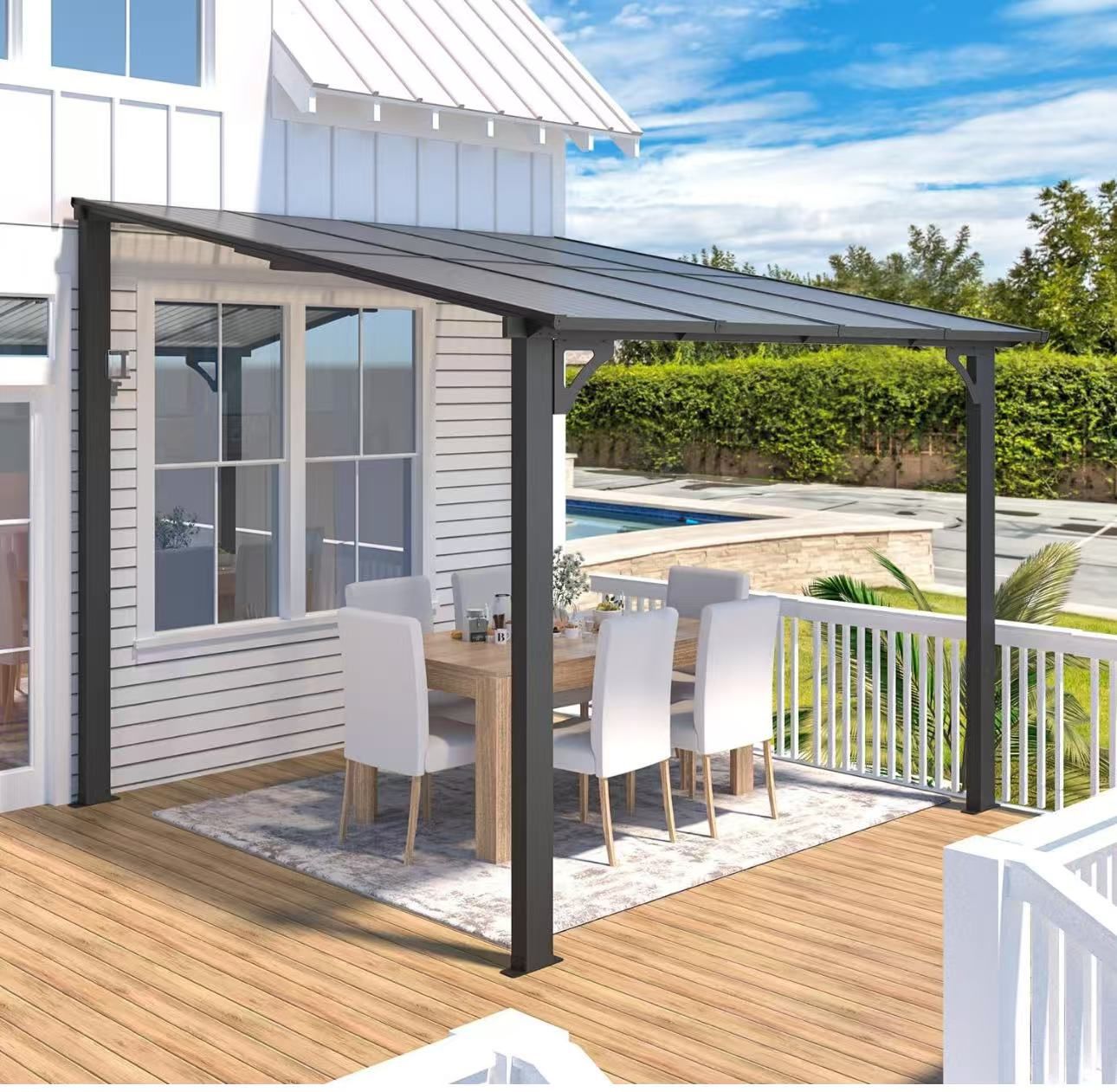 8' x 8' Wall-Mounted Lean to Hard Top Small Gazebo Pergola $120