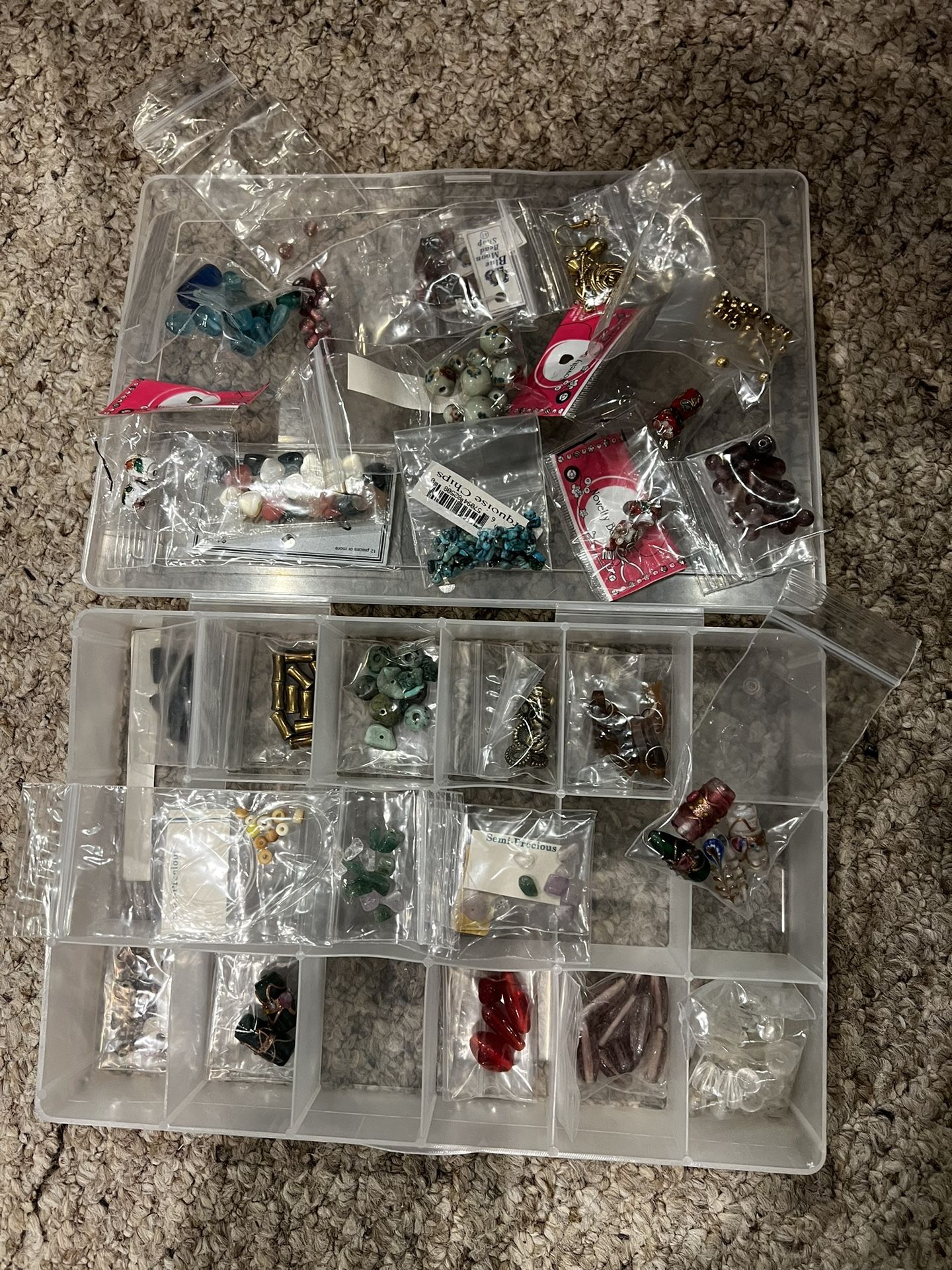 Random lot of various jewelry making beads glass plastic or metal see pics & some new