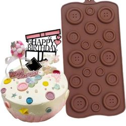 DIY buttons Silicone Mold, Candy，Button Fondant Mold, Chocolate Mold, Candies Craft Chocolate Chip Pudding Cupcake Cake Topper Decoration，cake decorat