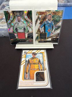 Lot of 3 2026 NASCAR Swatches/Relics Christopher Bell,Jeremy Clements,Erik Jones