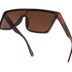 Dollger Square Oversized Sunglasses for Women Men, Trendy Black Flat Top Sunglasses 100% UV Protection Siamese Lens